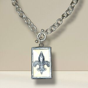 Jewel Kade Reversible Fleur De Lis Artisan Pendant Unsigned